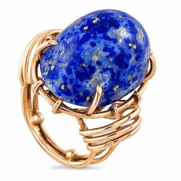 Ring - 18 karaat Roségoud, 18-karaats rosegoud Lapis lazuli, Nieuw