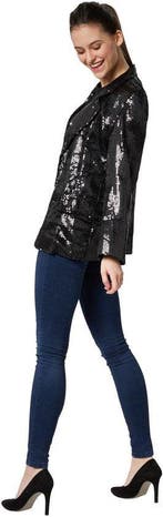 2dekans | Dressforfun Paillettenjas dames zwart L -, Ophalen of Verzenden, Zo goed als nieuw