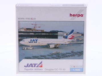 Schaal 1:500 Herpa 500296 JAT Yugoslav Airlines Douglas D..., Ophalen of Verzenden, Gebruikt