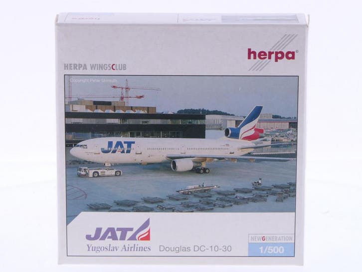 Schaal 1:500 Herpa 500296 JAT Yugoslav Airlines Douglas D..., Hobby en Vrije tijd, Modelbouw | Vliegtuigen en Helikopters, Gebruikt