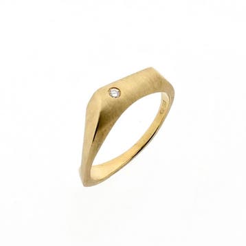 Gouden ring met diamant; 0,02 ct., Gebruikt, Ophalen of Verzenden, 17 tot 18, Dame of Heer