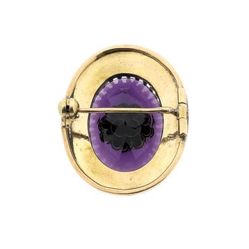 Gouden broche met amethist en zirconia, Gebruikt, Ophalen of Verzenden, Met edelsteen, Goud
