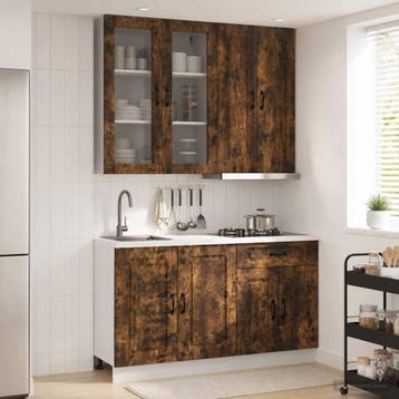 vidaXL Keukenblok KALMAR 4 pcs Gerookt eiken Bewerkt hout, Verzenden, Nieuw, Bruin