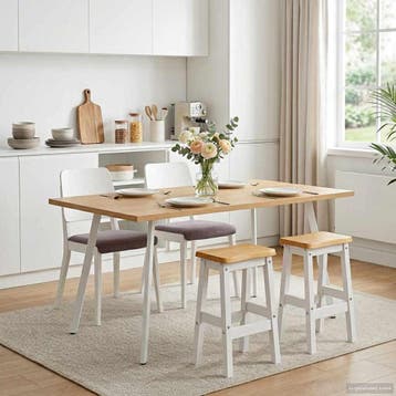 vidaXL Hoge Barkruk EKAI 2 st Wit 40 x 29 x 63 cm Massief, Verzenden, Nieuw