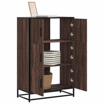 vidaXL buffetkast 68x35x106,5cm bewerkt hout en metaal bruin, Huis en Inrichting, Kasten | Buffetkasten, Verzenden, Nieuw, Overige houtsoorten