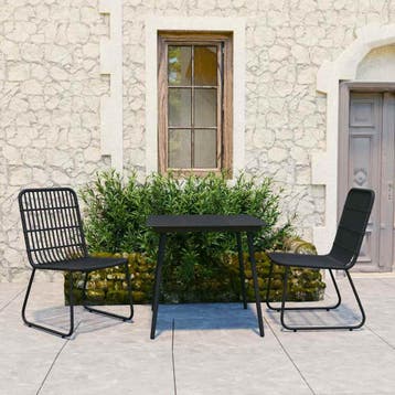 vidaXL 3-delige Tuinset poly rattan en glas, Verzenden, Nieuw, 2 zitplaatsen, Tuinset