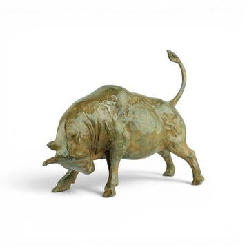 Pierre Chenet (XX-XXI) - sculptuur, Charging Bull - 40 cm in