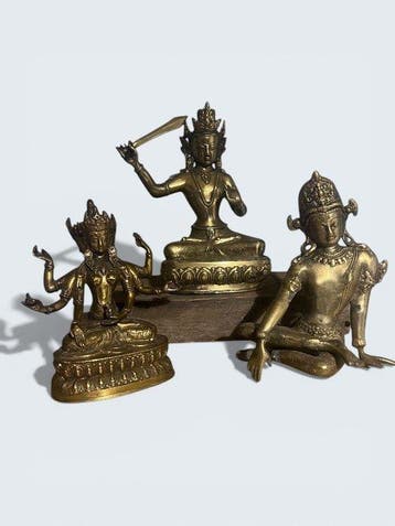 Tibetan / Nepalese Bronze Deities – Set of 3 – Buddhist