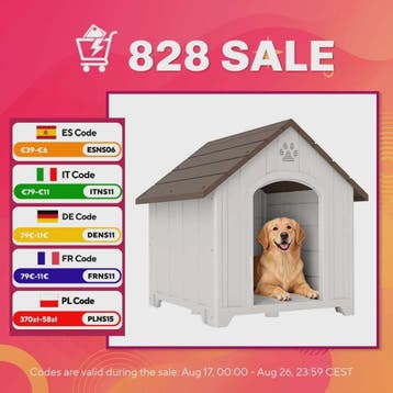 Pawhut Grote Kunststof Hondenhok Outdoor - Weerbestendig en, Dieren en Toebehoren, Hondenhokken, Verzenden, Nieuw