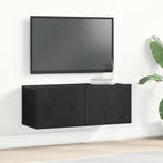 vidaXL TV-kast 2 pcs Zwart Eiken 80 x 30 x 30 cm Bewerkt, Minder dan 50 cm, Verzenden, Nieuw, Minder dan 100 cm