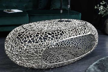 Handgemaakte salontafel BIO 120 cm zilverkleurig metalen, Ophalen of Verzenden, Nieuw