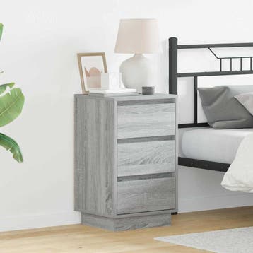 vidaXL Nachtkastje Grijs 39 x 34,5 x 65 cm Bewerkt hout, Minder dan 45 cm, Verzenden, Nieuw, 55 tot 70 cm