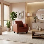 Leren fauteuil Joy - Toledo Terra (donkercognac) - Poten, Huis en Inrichting, Fauteuils, Nieuw, Ophalen of Verzenden, Eigentijds, Klassiek, Modern