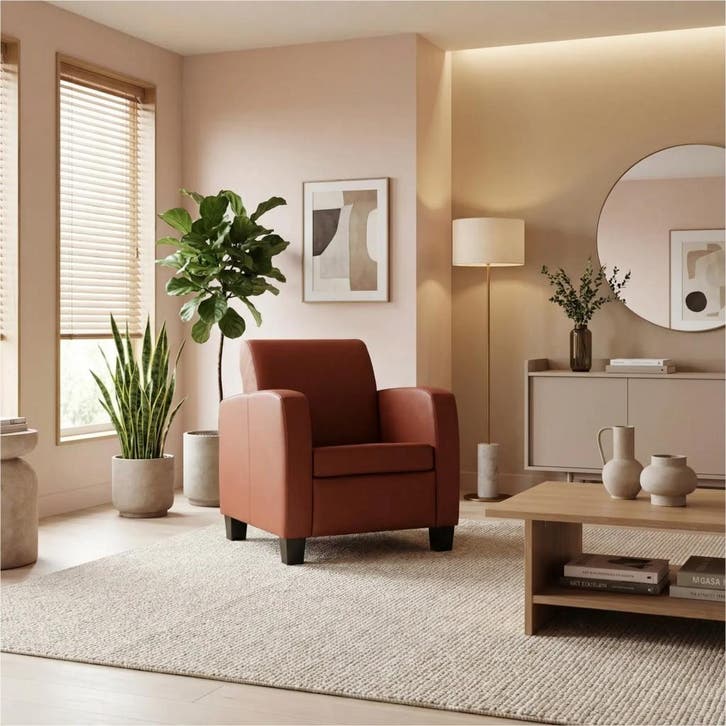 Leren fauteuil Joy - Toledo Terra (donkercognac) - Poten, Huis en Inrichting, Fauteuils, 50 tot 75 cm, 75 tot 100 cm, Nieuw, Leer