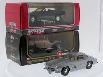 Schaal 1:24 Bburago en Majorette set van 3 Mercedessen SS..., Ophalen of Verzenden, Gebruikt, Bburago