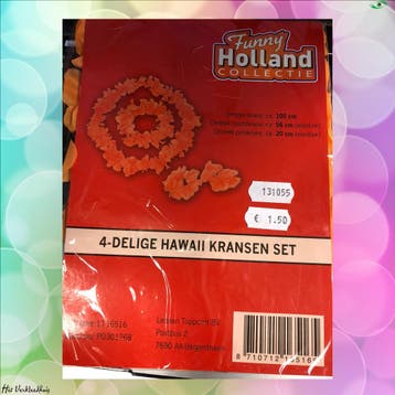 Oranje 4-delig Hawaii kransen set, Verzenden, Nieuw