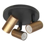 Opbouwspot Piccolo | Zwart + Messing | Rond | GU10, Ophalen of Verzenden, Nieuw, Plafondspot of Wandspot, Led