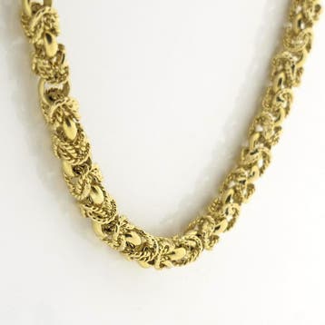 Gouden vierkante koningsschakel ketting, Sieraden, Tassen en Uiterlijk, Ophalen of Verzenden, Gebruikt, Goud, Goud