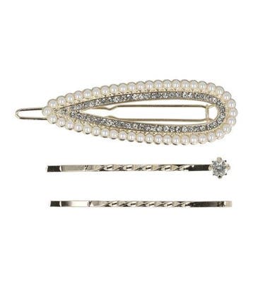Haarspeld Haarclip - Druppel - Parel Strass Steentjes -, Nieuw