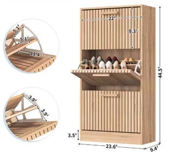 Vintage Schoenenkast 3 Lades – Houten Schoenenrek, Verzenden, Nieuw