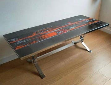 Salontafel - Metaal, Keramiek - Vintage tafel met een