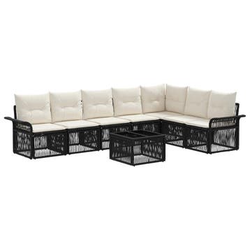 vidaXL Tuinbankenset 8 pcs Zwart poly rattan, Verzenden, Nieuw, 8 zitplaatsen