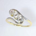 Ring - 18 karaat Geel goud, Witgoud - Diamant - Vintage uit, Sieraden, Tassen en Uiterlijk, Ringen, Nieuw