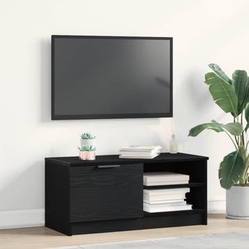 vidaXL TV-kast 80 x 35 x 36,5 cm Zwart Eiken Bewerkt hout, Minder dan 50 cm, Verzenden, Nieuw, Minder dan 100 cm