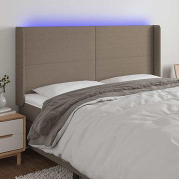 vidaXL Hoofdbord LED 163x16x118/128 cm stof taupe, Verzenden, Nieuw, Stof
