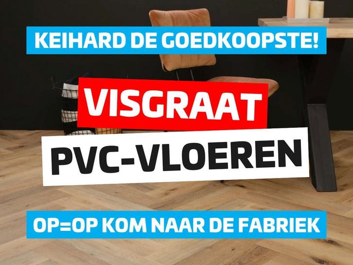 BeBo Vloeren: Visgraat klik PVC met 55% korting, Huis en Inrichting, Stoffering | Vloerbedekking, Beige, Bruin, Crème, Grijs, Wit