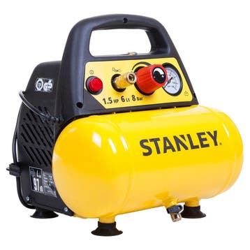 Stanley luchtcompressor 8 bar - 6L - olievrij - DN200/8/6 ge, 6 tot 10 bar, Nieuw, Ophalen of Verzenden, Minder dan 200 liter/min