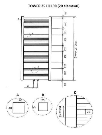 Radiator Tower Middenonder Aansluiting 119X60Cm Antraciet, Ophalen of Verzenden, Nieuw