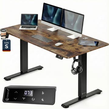 Zit sta bureau Bruin 120x60x72-117cm (Voor in Huis), Verzenden, Nieuw