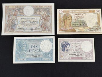 Frankrijk. - 4 Banknotes - various dates (Zonder