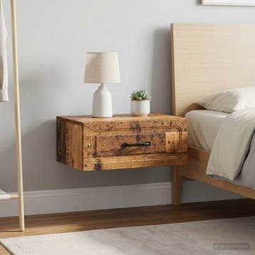 vidaXL Wandbeugel Bedkast met lade 2 pcs Oud hout 49 x 34,5, Minder dan 45 cm, Verzenden, Nieuw, Minder dan 55 cm