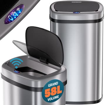 Vuilnisbak met Sensor Zilver 58L vierkant (Huishouden), Verzenden, Nieuw