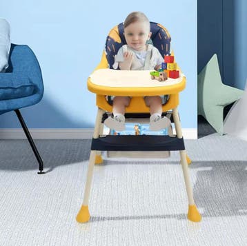4-in-1 Opvouwbare Baby Eetstoel met Blad en Voetsteun, Verzenden, Nieuw