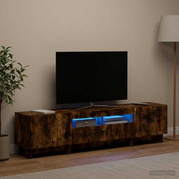 vidaXL 5-delige LED TV-kast Gerookt eiken Bewerkt hout, Minder dan 50 cm, Verzenden, Nieuw, Minder dan 100 cm