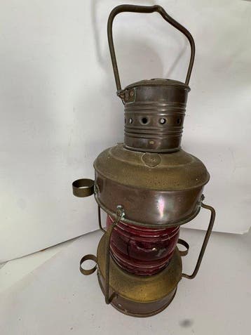 Petroleum messing scheepslamp positieslamp - Messing, Glas