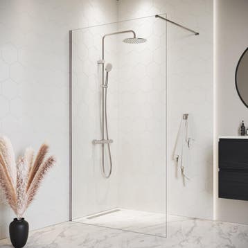 Douchewand Florida 100 x 200 cm Chroom – Inloopdouche 8 mm, Doe-het-zelf en Verbouw, Verzenden, Nieuw, Douche