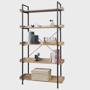 Stijlvolle 5-Laags Boekenkast met Metalen Frame - Open Opber, Verzenden, Nieuw