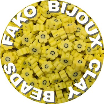 Fako Bijoux - Klei Kralen Bloem Smiley / Emoji Geel -, Verzenden, Nieuw