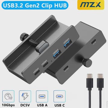 Aluminium USB 3.0/3.2 Hub met Clip: 5Gbps/10Gbps Docking Sta, Verzenden, Nieuw