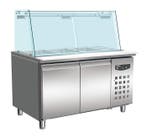 700 Koelwerkbank Glas Recht 2 Deuren 3X 1/1 + 3X 1/6 Gn Pan, Verzenden, Nieuw in verpakking, Koelen en Vriezen