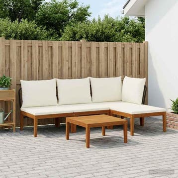 vidaXL 5 st Massief acaciahout & touw Naturel, Verzenden, Nieuw, 5 zitplaatsen