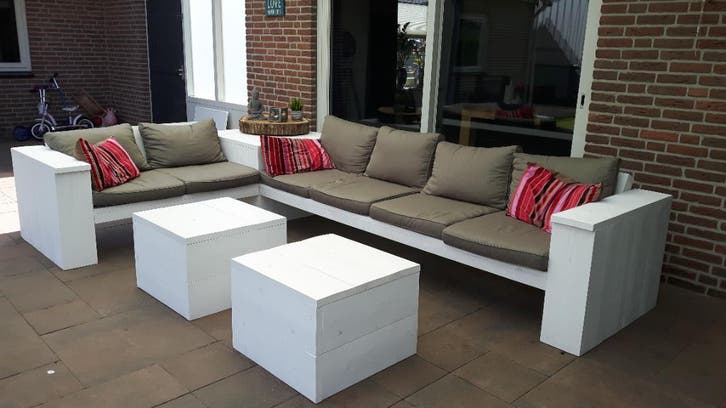 steigerhouten loungebank, Tuin en Terras, Bloembakken en Plantenbakken, 30 tot 60 cm, 100 cm of meer, Rechthoekig, Nieuw, Overige materialen