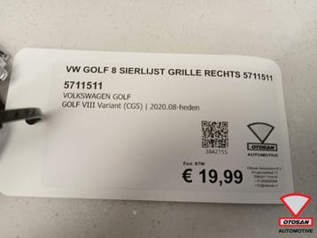 VW Golf 8 Sierlijst Grille Rechts 5711511, Ophalen, Gebruikt, Volkswagen