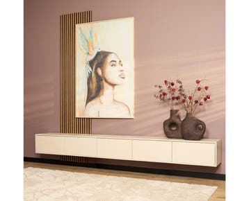 Zwevend tv meubel Vision Zand Mangohout 280 cm, Ophalen of Verzenden, Nieuw