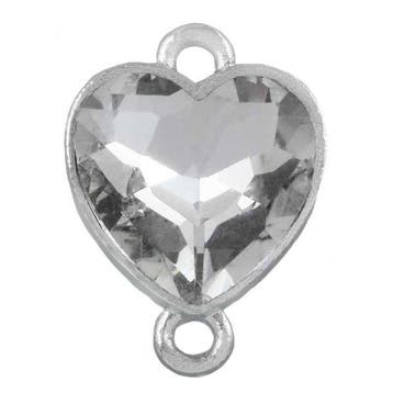Tussenstuk Crystal glas hartje  19 x 14 x 6,5 mm oogjes:., Ophalen of Verzenden, Nieuw, Tussenstuk of Tussenkraal