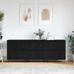 vidaXL Dressoirs 3 pcs Zwart Eiken, Verzenden, Nieuw, Overige houtsoorten, Minder dan 50 cm